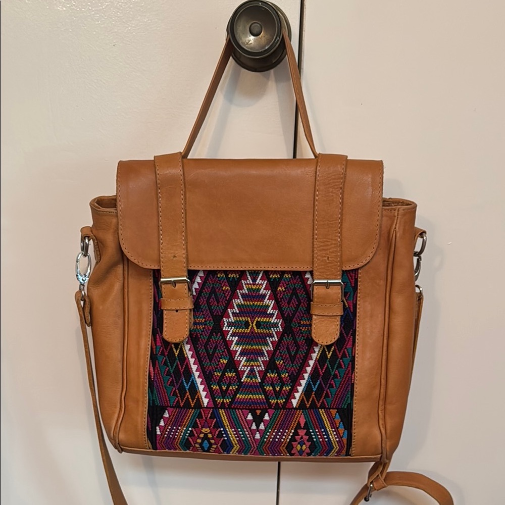 Stylish Tan and Multicolor Women's Bag